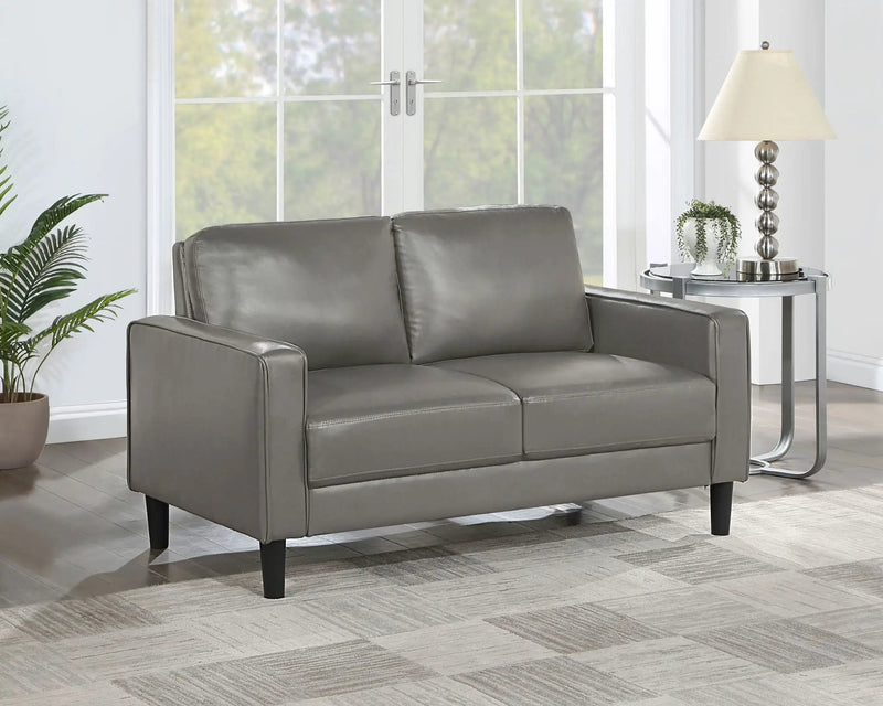 Ruth Upholstered Track Arm Loveseat Grey by Unique Piece Furniture