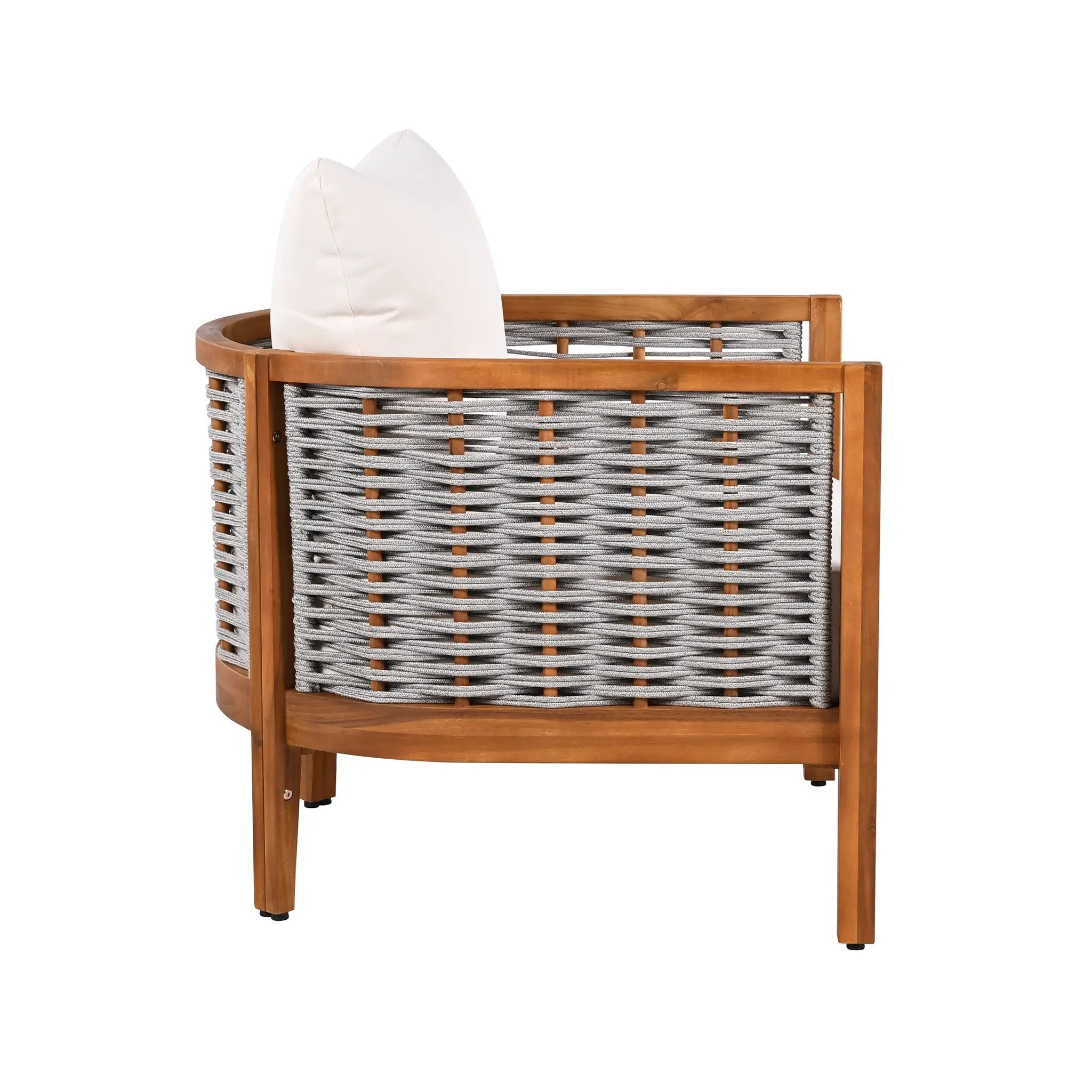 Outdoor Tub Design Armchair with Woven Rope and Acacia Wood by HouseOfZazla