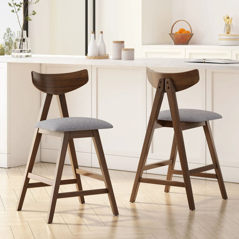 Mid Century Modern Counter Stool With V Shape Frame And Upholstered Seating by HouseOfZazla