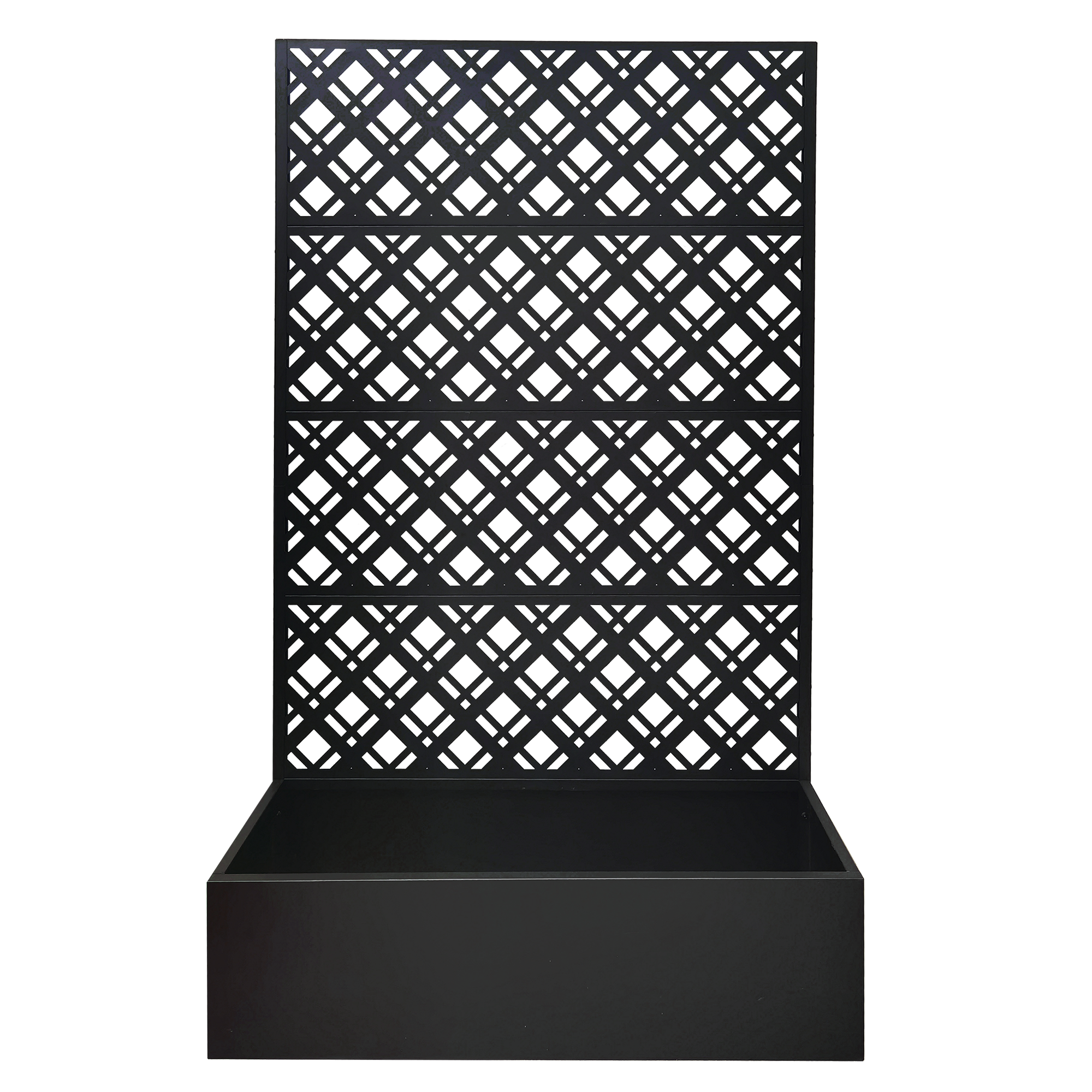 Rhombus Black Metal Planter Raised Garden Bed with Trellis by HouseOfZazla