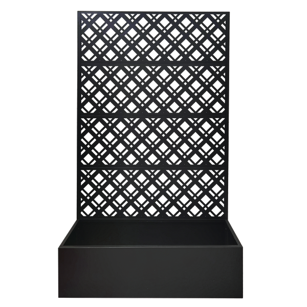 Rhombus Black Metal Planter Raised Garden Bed with Trellis