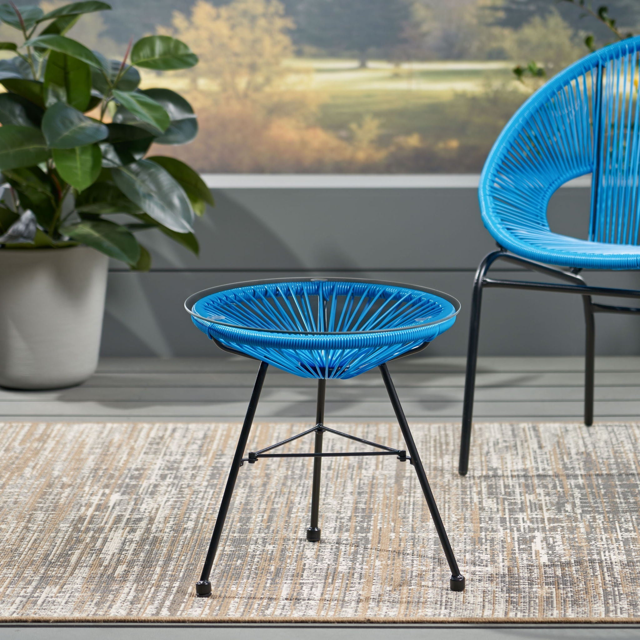 Nusa Modern Rattan Side Table With Tempered Glass Top by HouseOfZazla