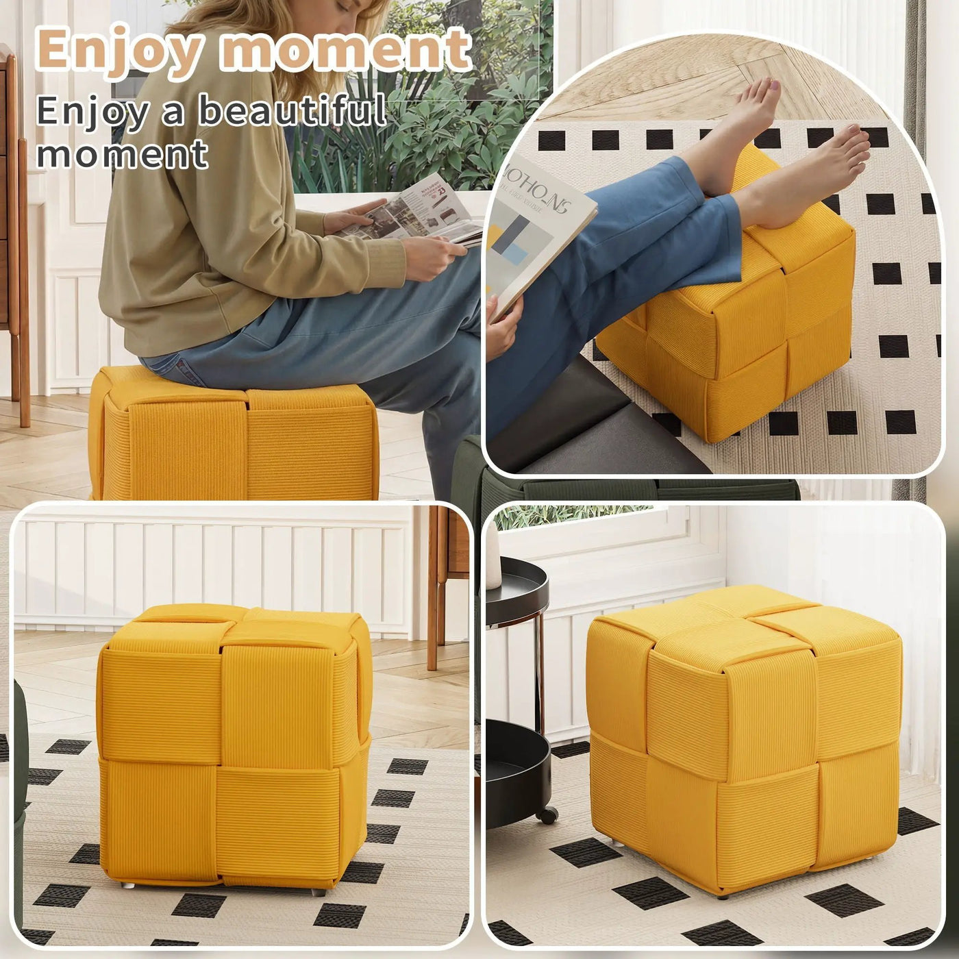 Modern Ottoman Foot Rest With Woven Design by HouseOfZazla
