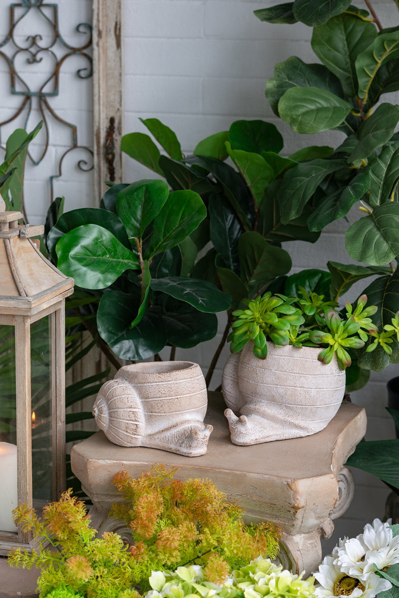 Decorative Cement Planter with Abstract Design - Natural Finish, photo 10 of 10