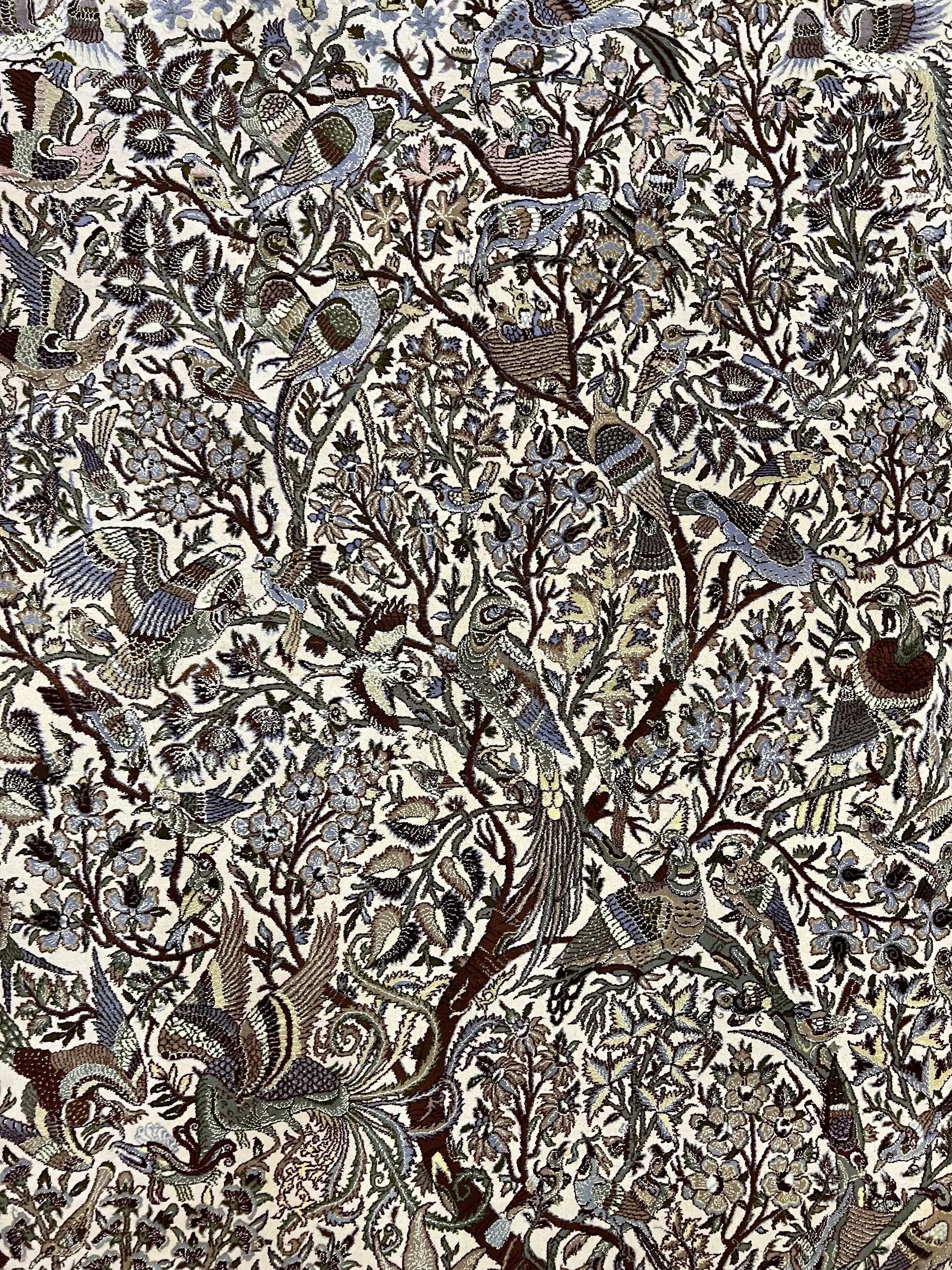Persian Isfahan Rug 5x8 - Tree of Life, Animal Pictorials, Kork Wool & Silk by Jewel Rugs