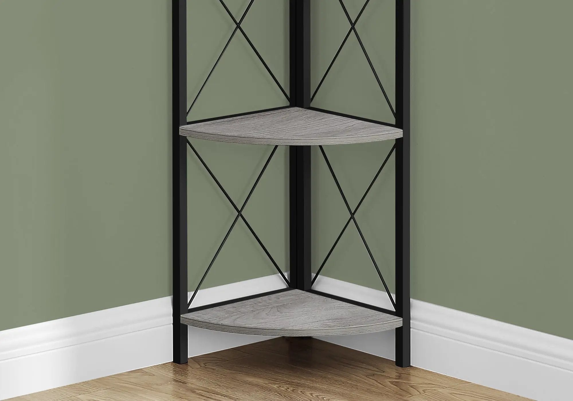 4-Tier Corner Bookshelf with Marble Look and Metal Frame by HouseOfZazla
