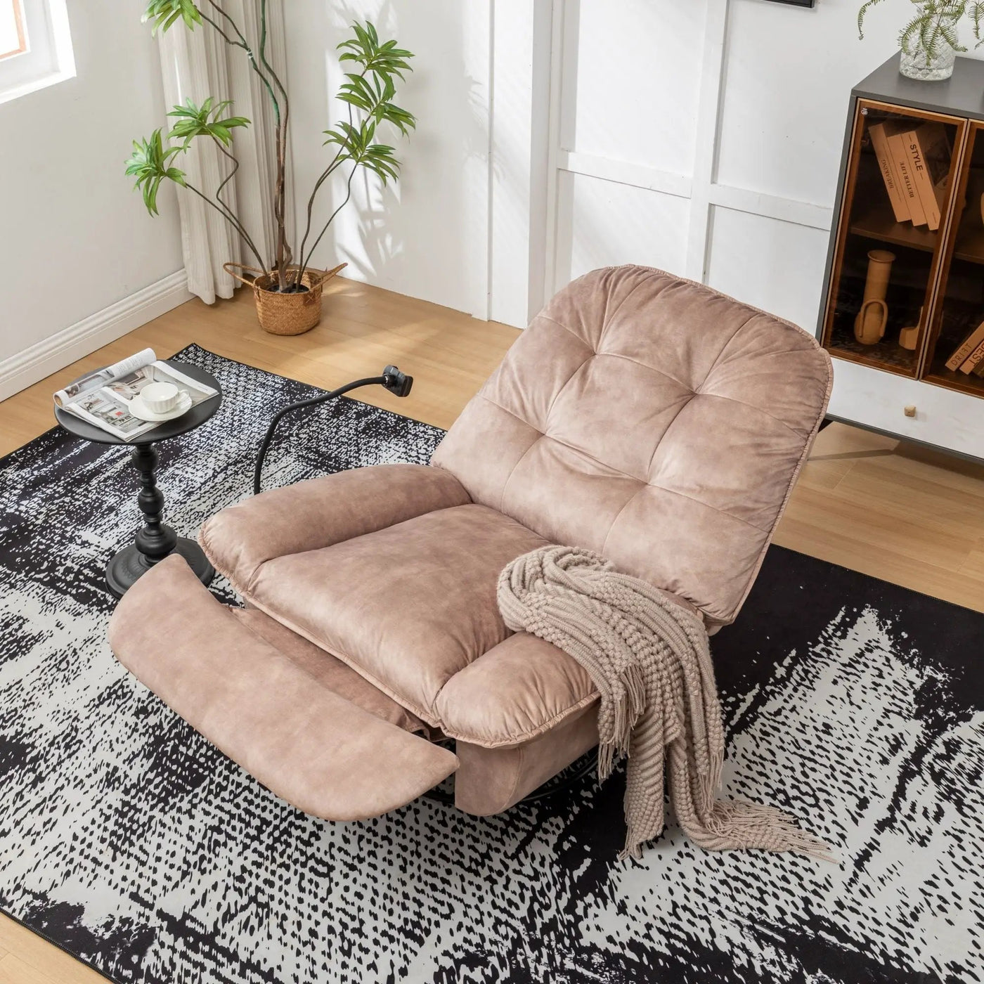 Modern Swivel Gliding Recliner Chair With Rocking Function And Phone Holder, Large Comfortable by HouseOfZazla