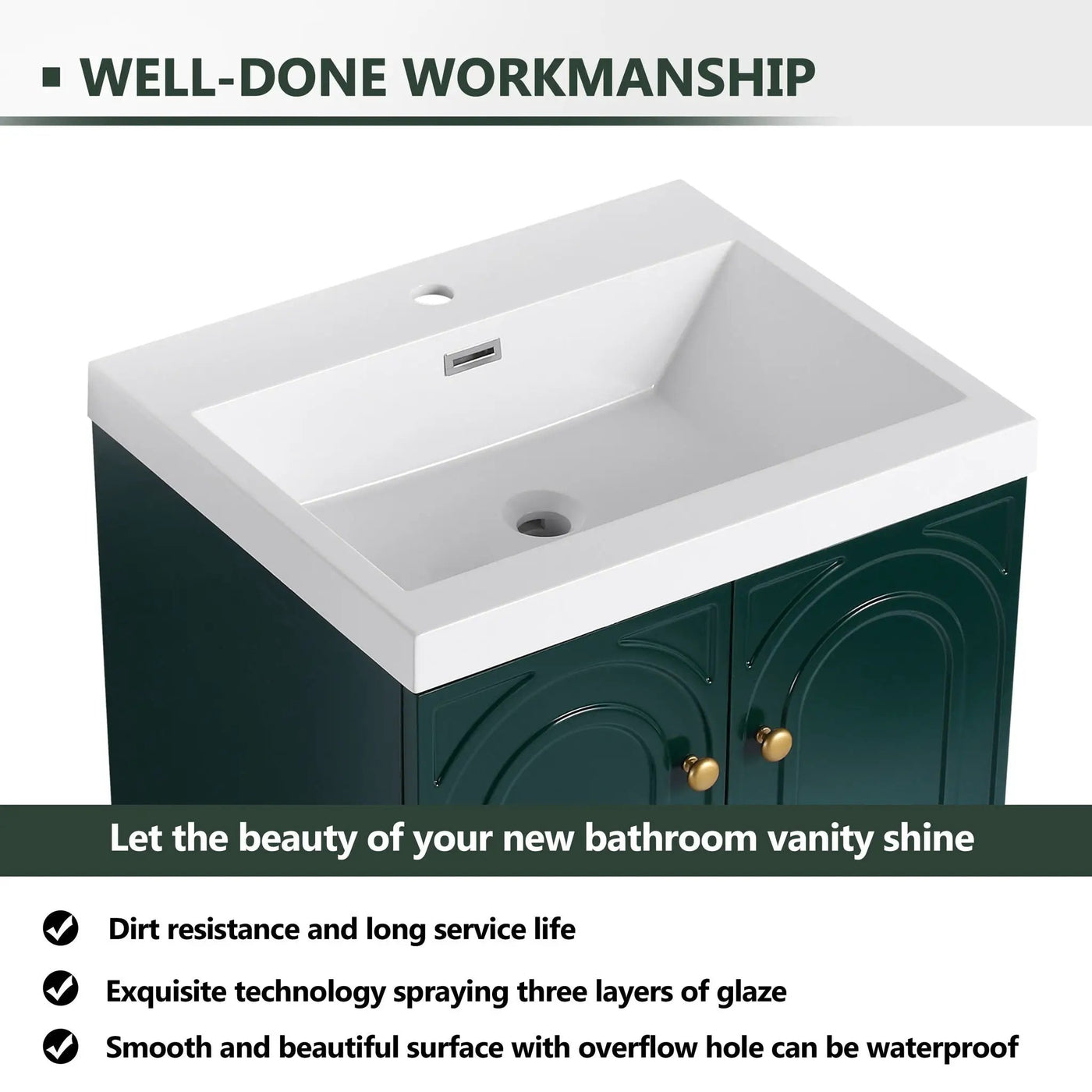 Contemporary Freestanding Bathroom Vanity With Resin Sink & Soft-Close Cabinet Doors by HouseOfZazla