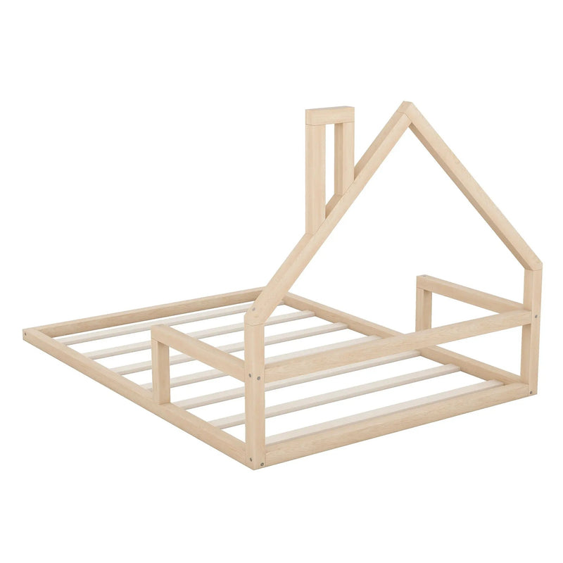 Elegant Floor Bed With House Shaped Headboard