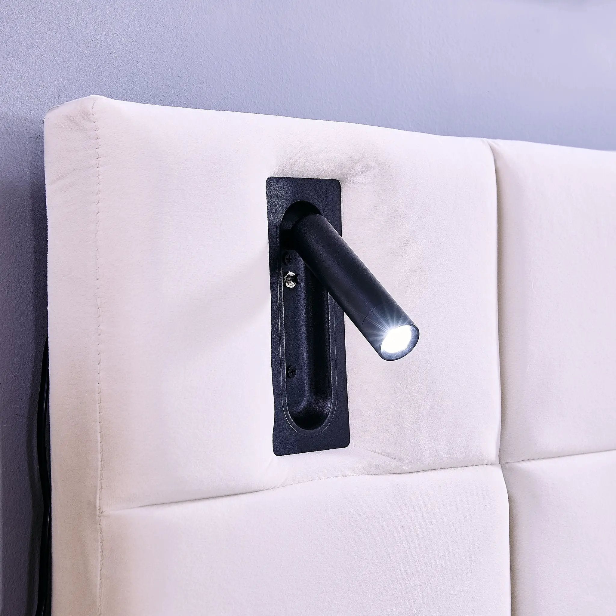 Upholstered Hydraulic Platform Bed With Storage Shelves, Reading Lamps, USB Port by HouseOfZazla