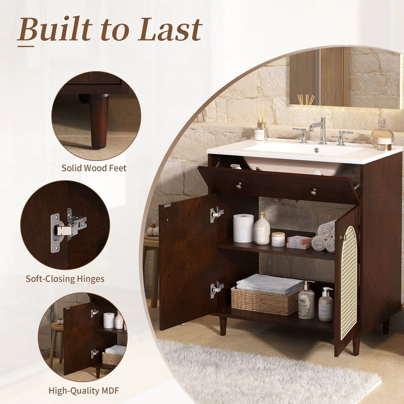 Modern Bathroom Vanity With Sink, Cabinet With Adjustable Shelf by Unique Piece Furniture