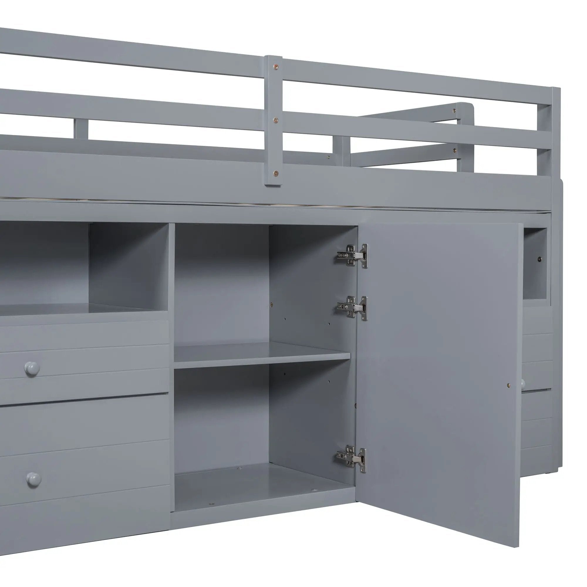Loft Bed With 4 Drawers, Underneath Cabinet And Shelves