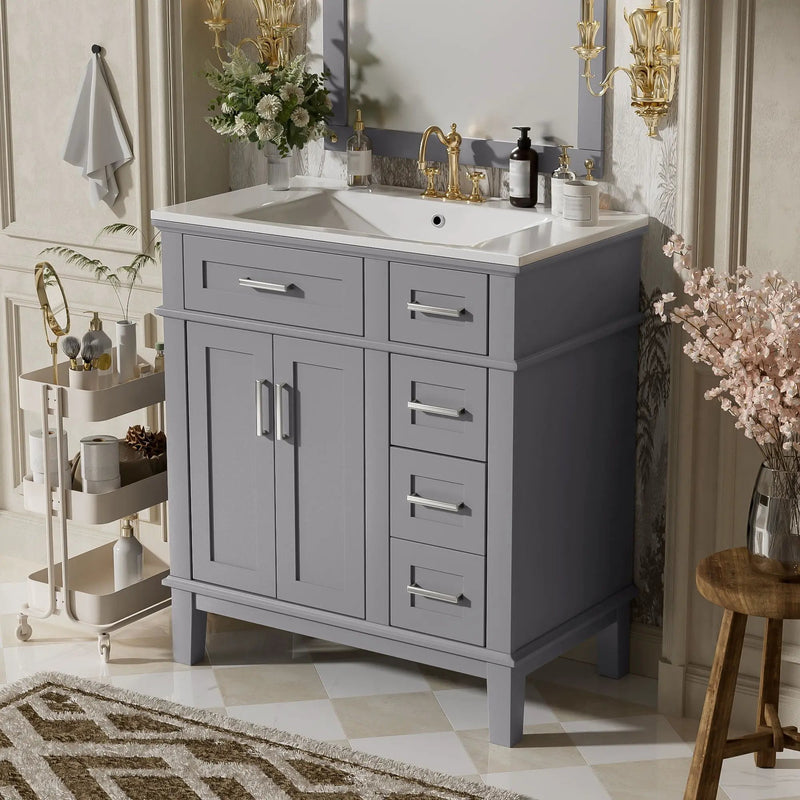 Modern Bathroom Vanity With Sink, Storage Cabinet, Soft Close Doors, Deep & Standard Drawers by Unique Piece Furniture