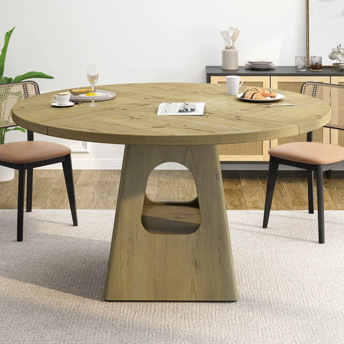 Farmhouse Round Dining Table With Storage Base by HouseOfZazla