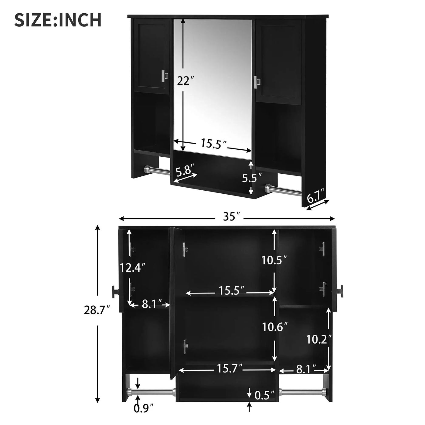 Wall Mounted Bathroom Storage Cabinet With Mirror, Medicine Cabinet With Towel Bar by HouseOfZazla
