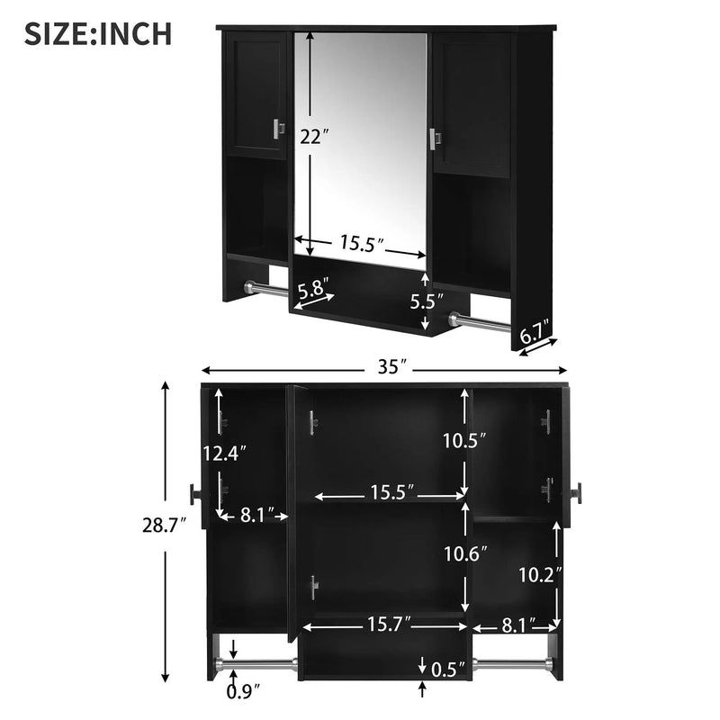 Wall Mounted Bathroom Storage Cabinet With Mirror, Medicine Cabinet With Towel Bar by HouseOfZazla