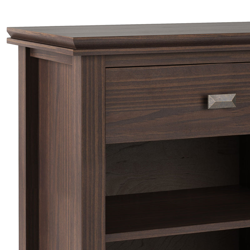 Warm Walnut Brown Bedside Table with Drawer and Shelf - Dark Brown, photo 2 of 7