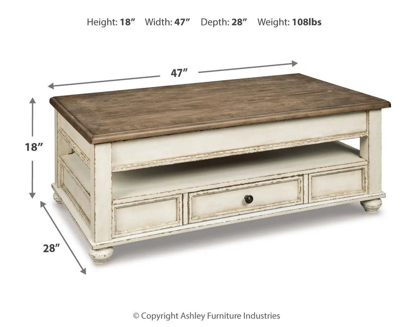 Realyn - Lift Top Cocktail Table - White / Brown by Unique Piece Furniture