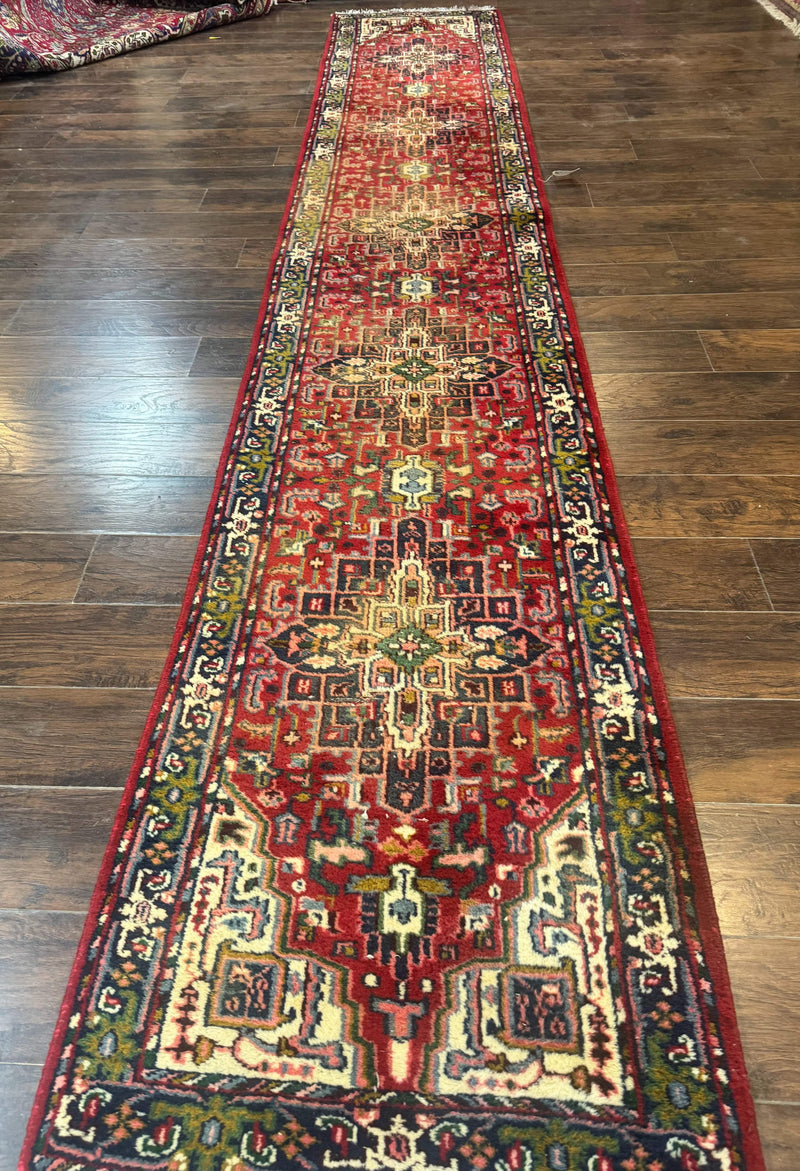 Indo Persian Heriz Runner Rug 3 x 17, Geometric Long Runner Carpet for Hallway, Medallions, Wool Runner Rug 3x17 by Jewel Rugs