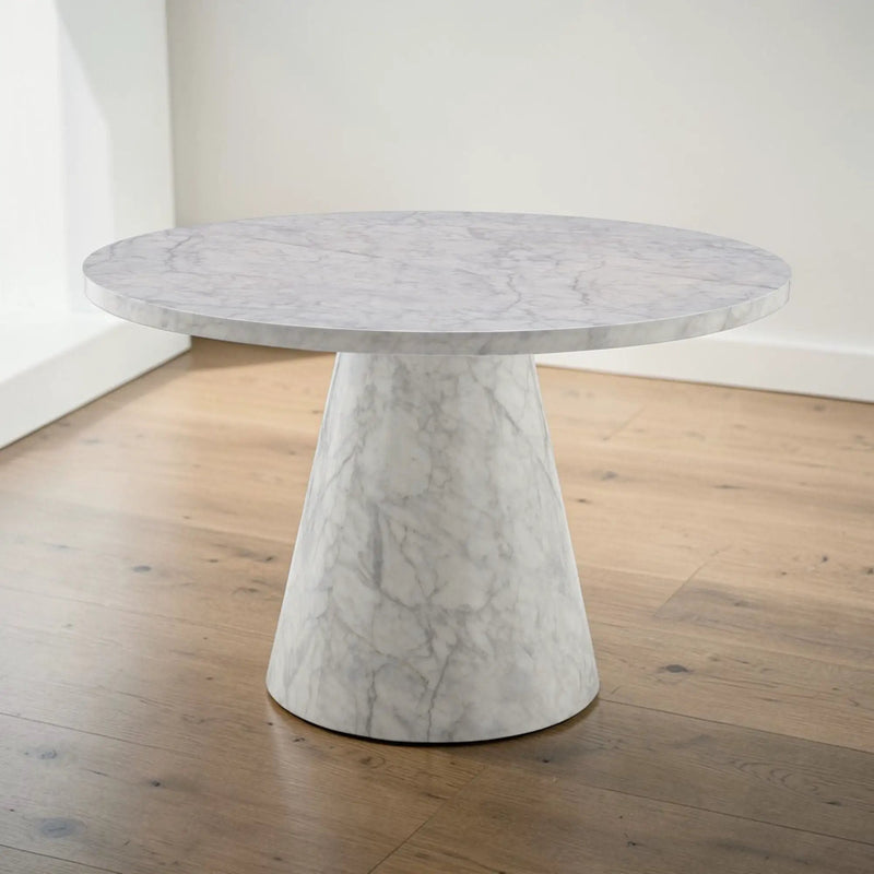 Kacey - Natural Engineered Stone Round Dining Table - Stone Gray by HouseOfZazla