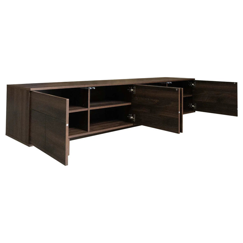 TV Stand For TVs Up To 85", Entertainment Center, Cable Management, Push Openers, Soft Closing Hinges & Adjustable Shelves - Dark Brown by HouseOfZazla