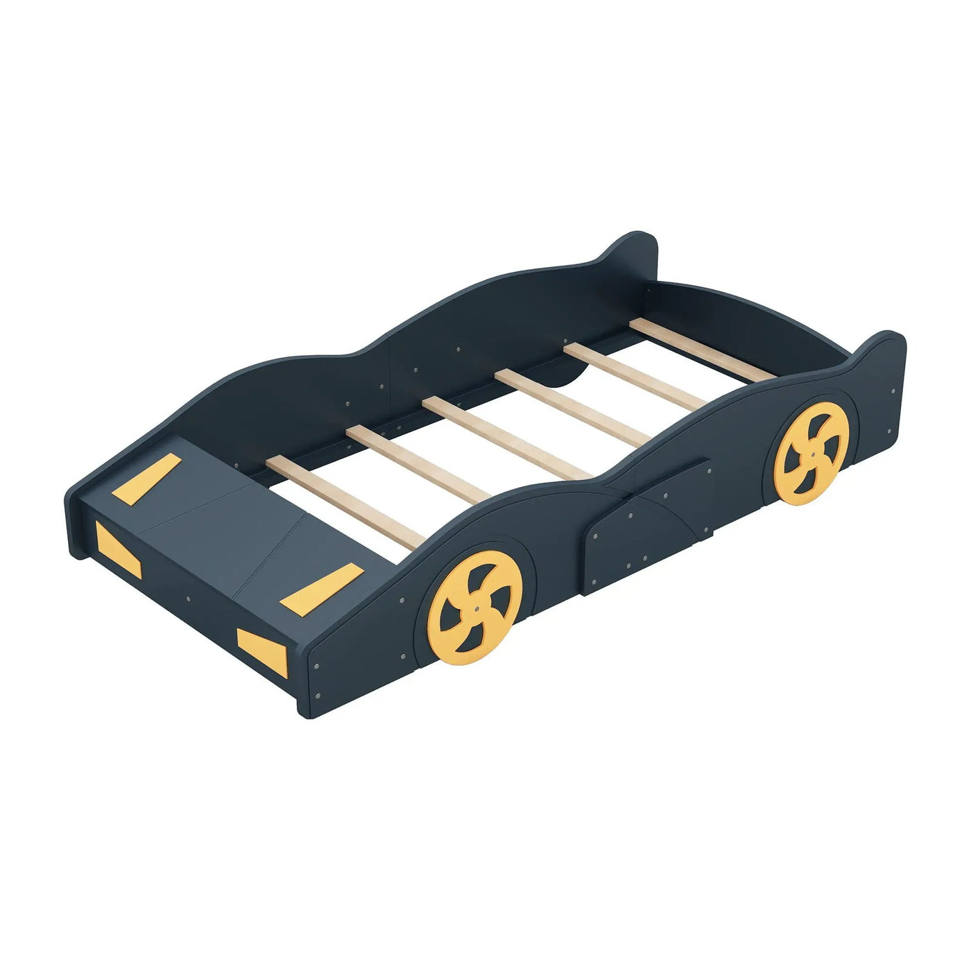 Race Car Shaped Platform Bed With Wheels And Storage by HouseOfZazla