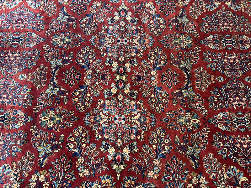 Karastan Rug 10x14, Red Sarouk #785, Wool Original 700 Series by Jewel Rugs
