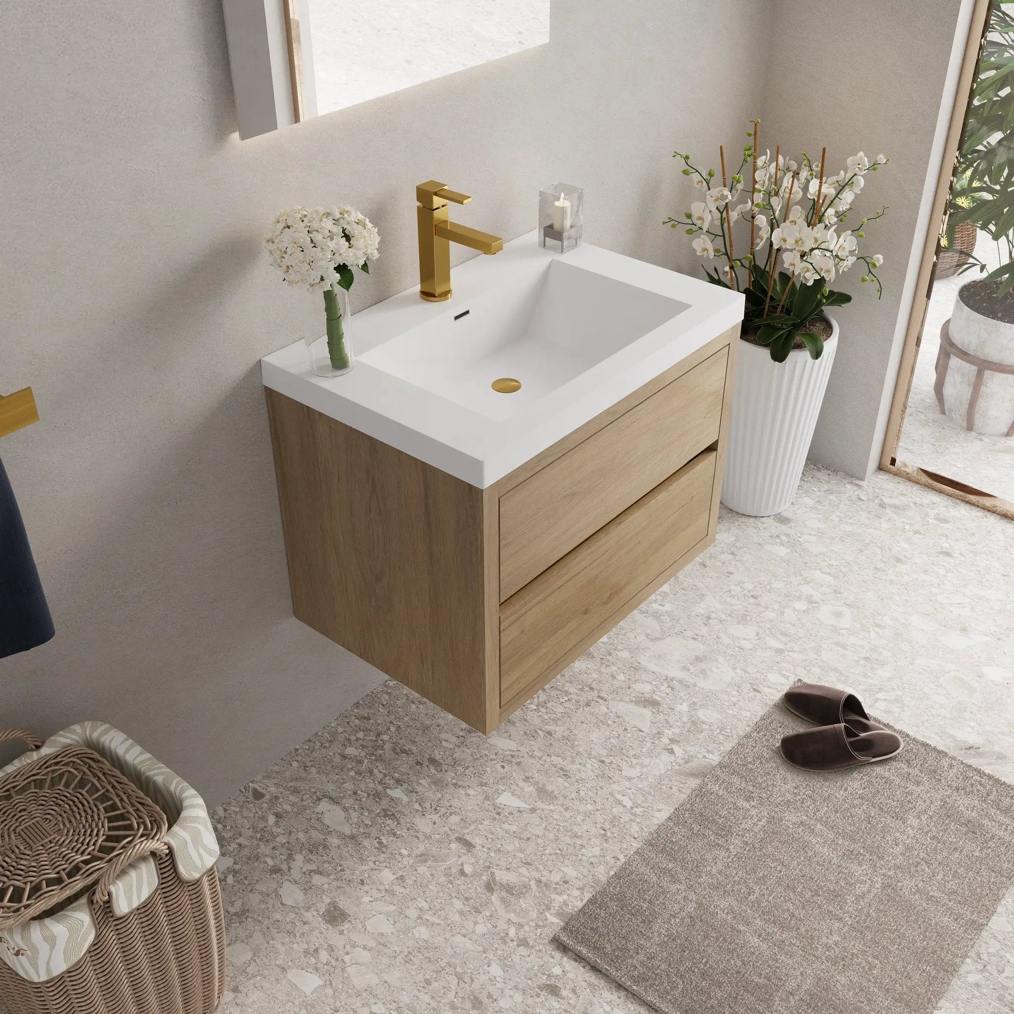 30" Wall-Mounted Bathroom Vanity with Sink, Floating Storage Cabinet by HouseOfZazla