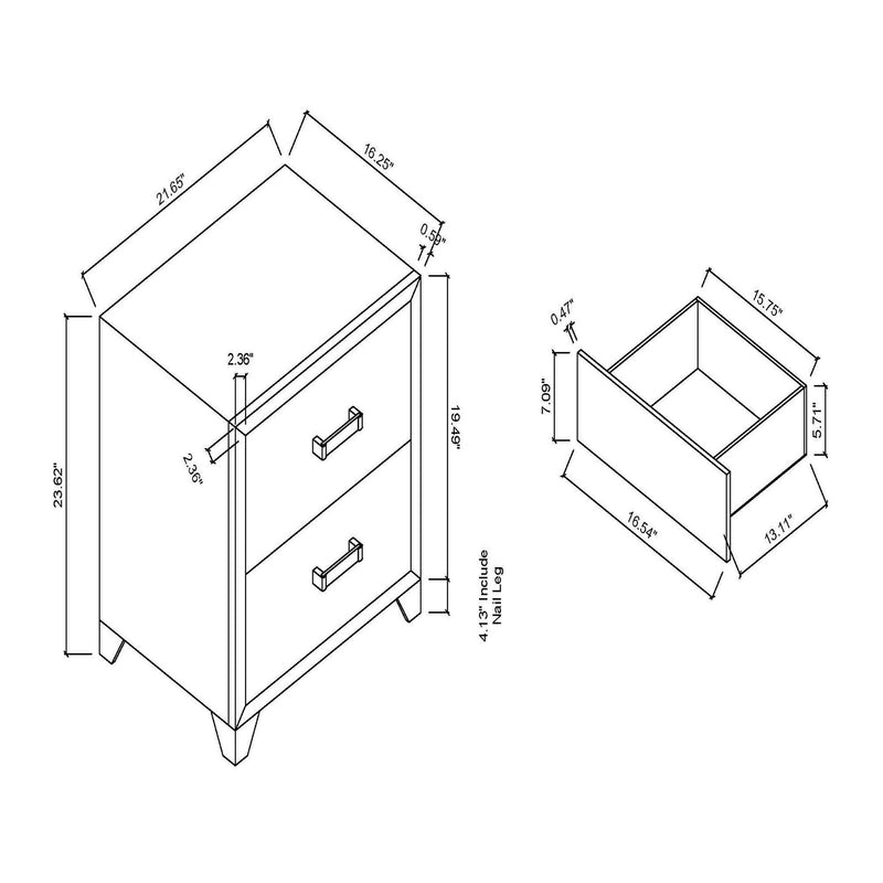 White Nightstand with Modern Acrylic Hardware - Omoda, photo 3 of 5
