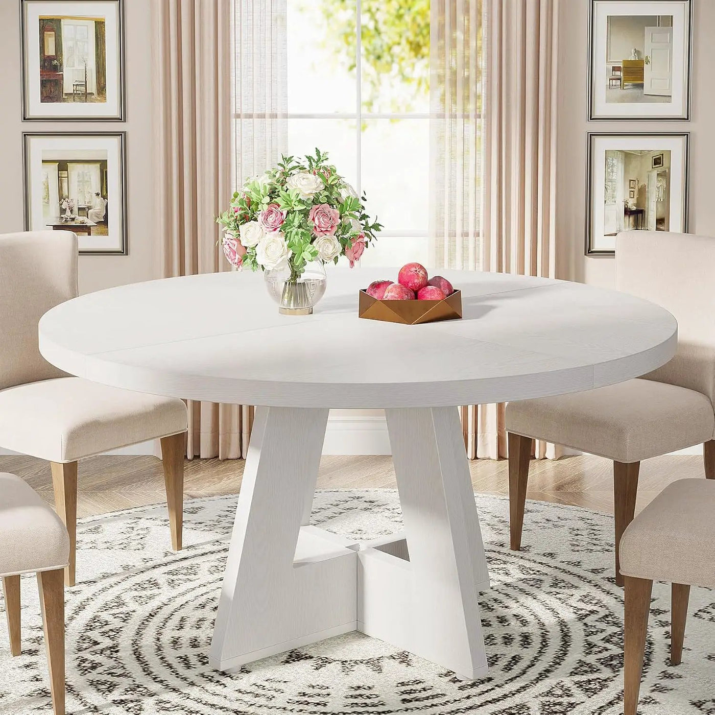 Round Dining Cross Base Kitchen Table by HouseOfZazla