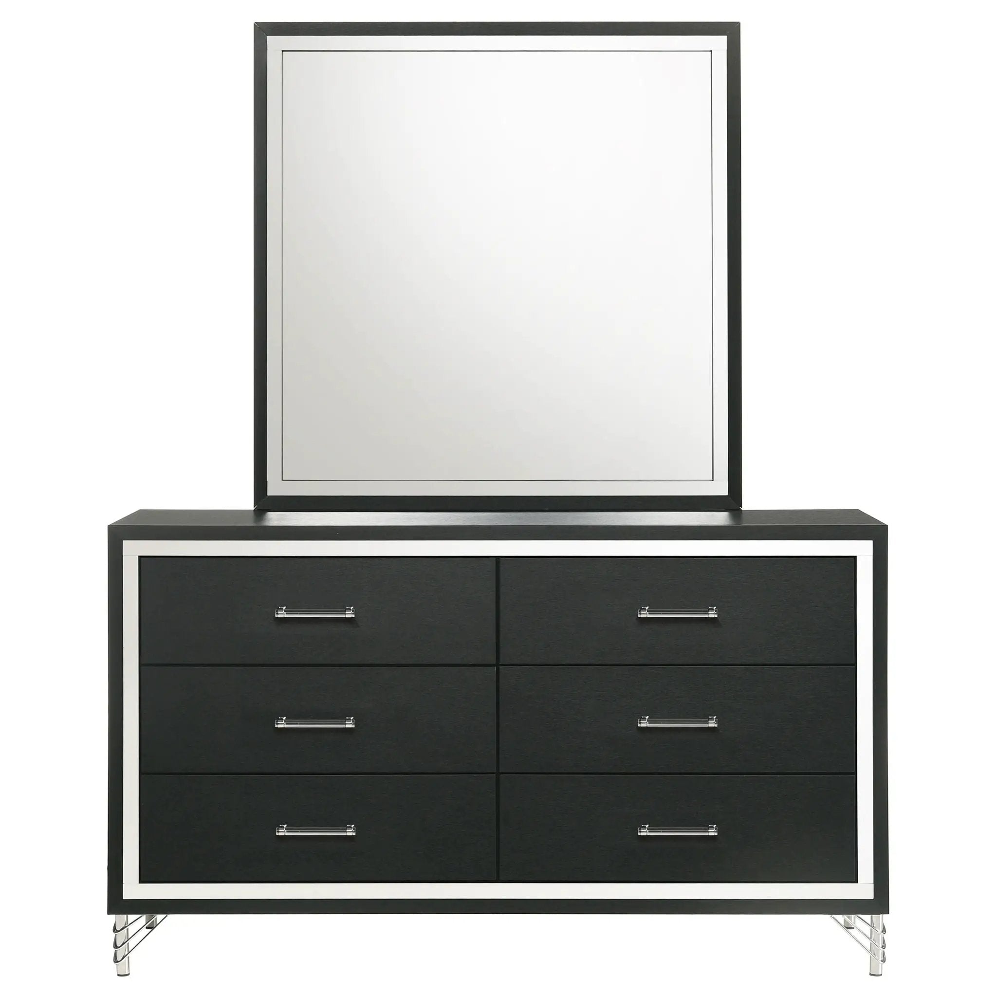 Lucia 6-drawer Dresser and Mirror Black by Unique Piece Furniture