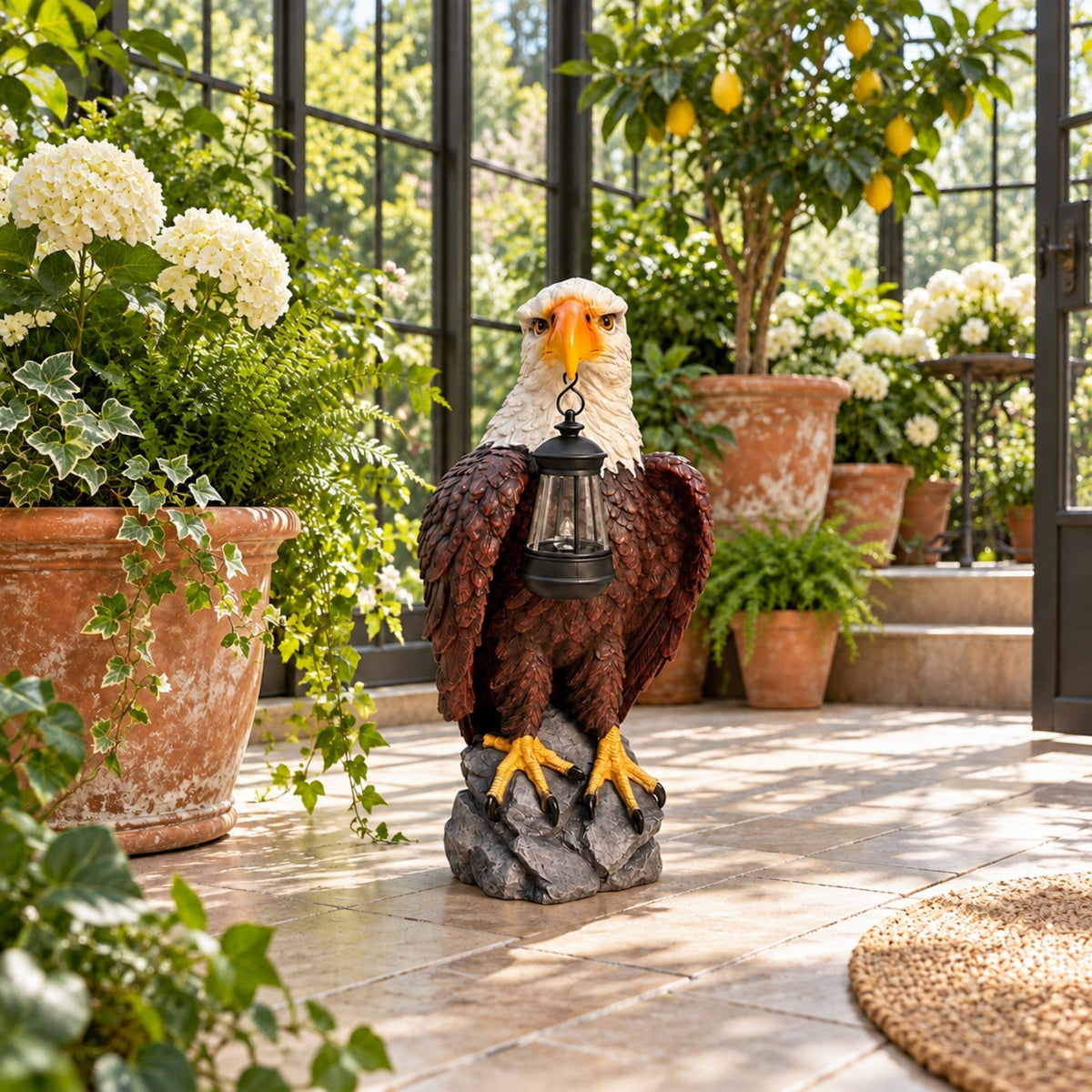 23.23-Inch Solar Bald Eagle Statue with Lantern, Outdoor Garden Decor for Patio and Yard, photo 10 of 10