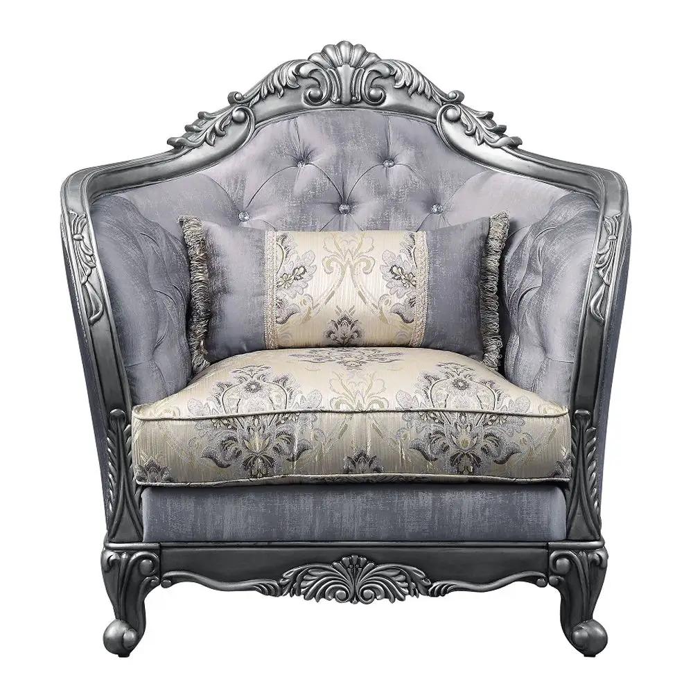 Ariadne - Chair With Pillow - Fabric & Platinum by Unique Piece Furniture