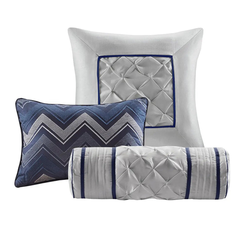 7 Piece Tufted Comforter Set Navy King by HouseOfZazla