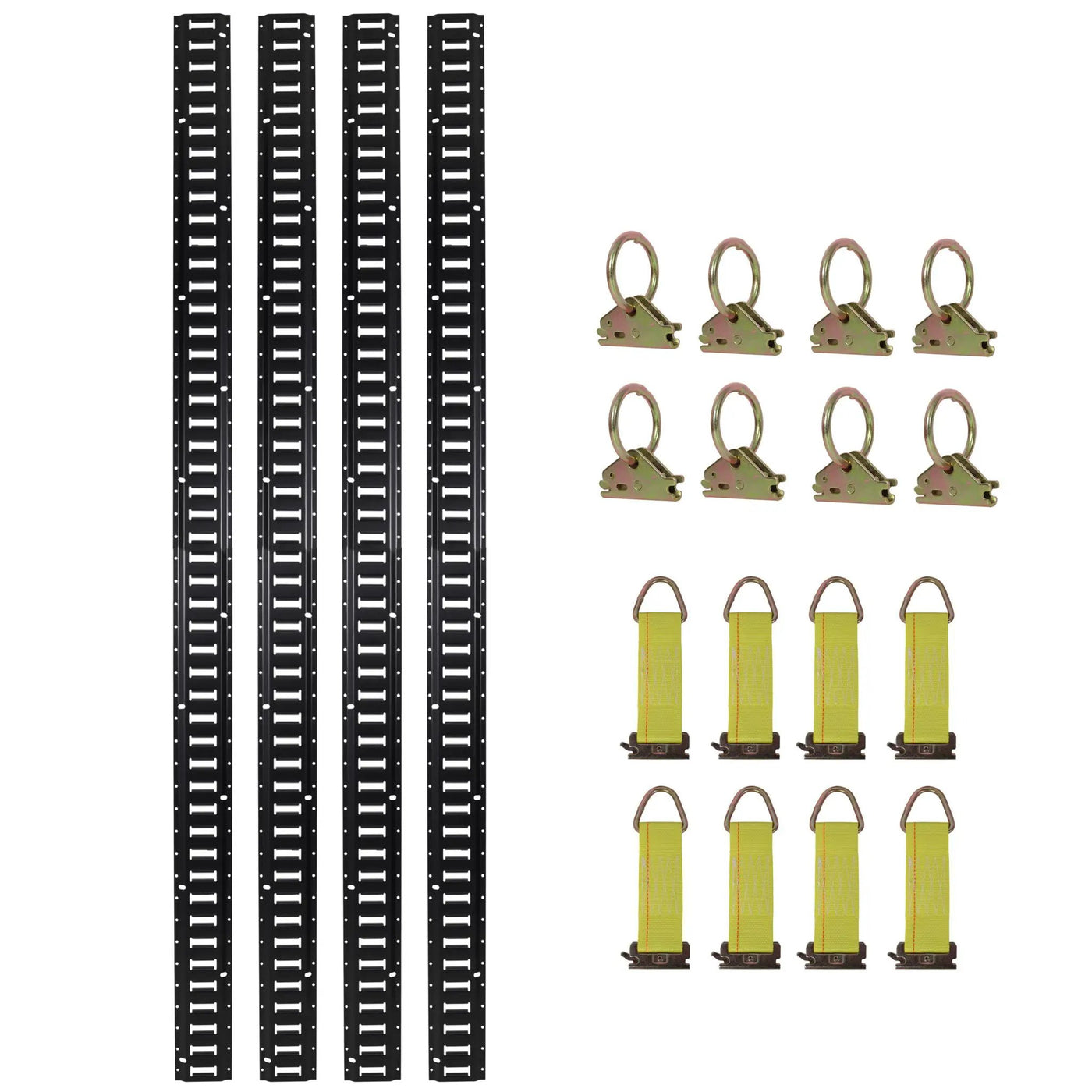 Heavy Duty E Track Tie-Down Rail Kit with O-Ring Anchors and Rope Tie Offs by HouseOfZazla