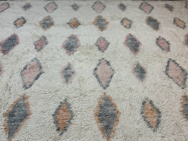 Large Modern Contemporary Indian Shag Rug 11x14, Ivory, Handmade Wool Carpet by Jewel Rugs