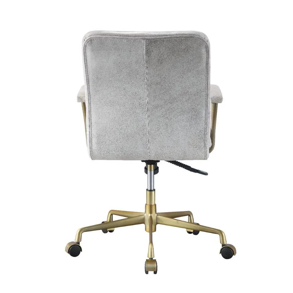 Damir - Office Chair - Vintage White Top Grain Leather & Chrome by Unique Piece Furniture