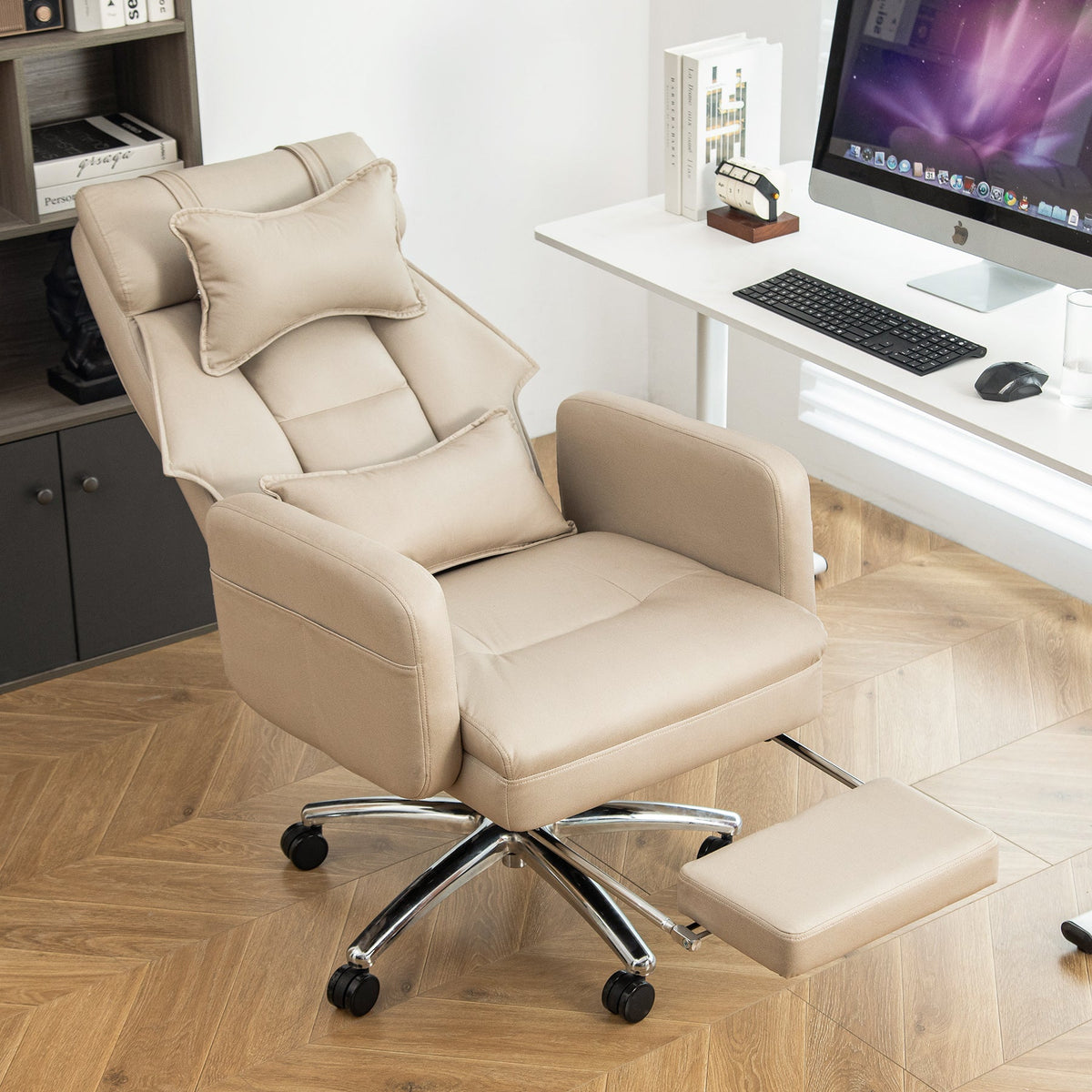 Swivel Ergonomic Office Chair with Lumbar Support and Reclining Back - Dark Grey, photo 2 of 10