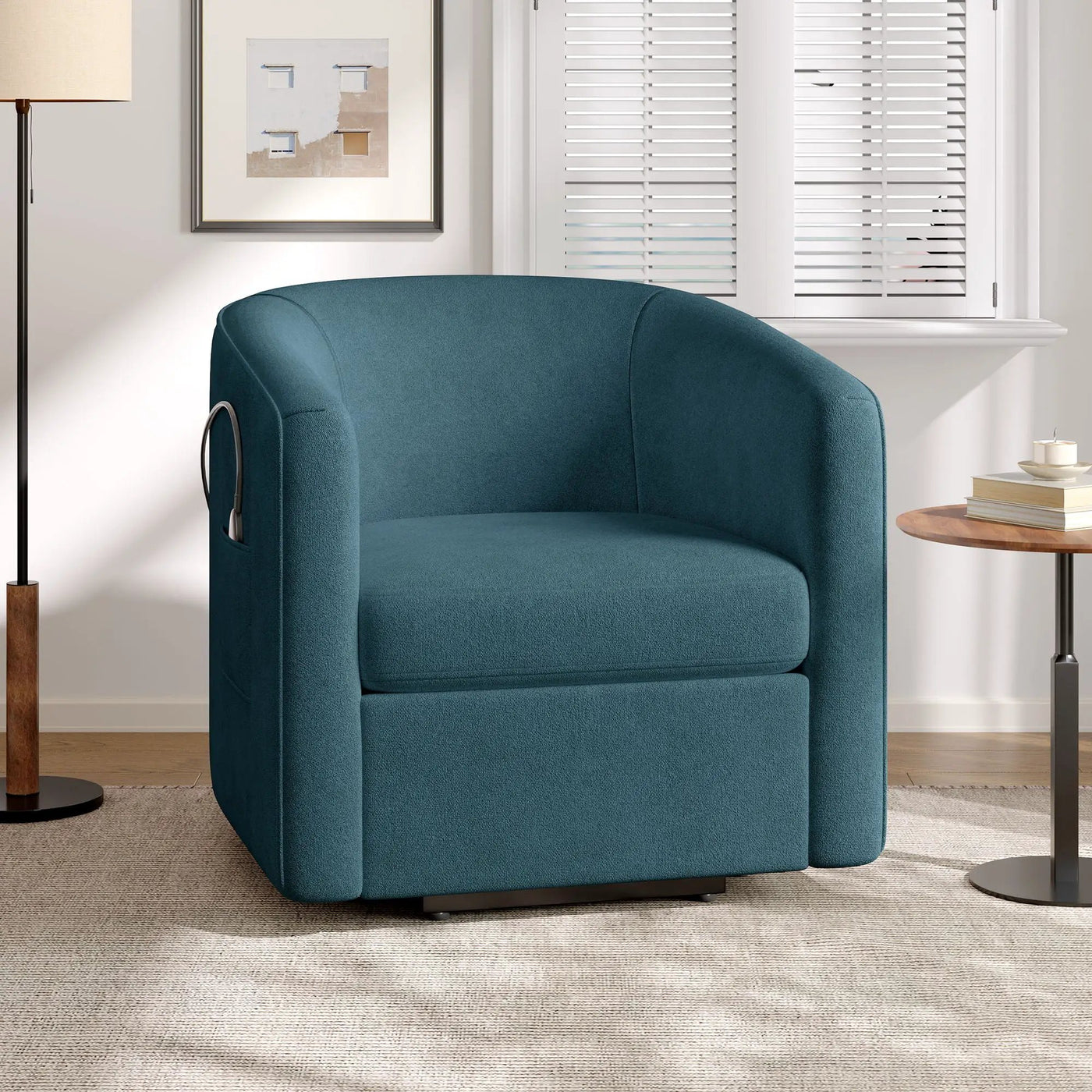 Power Lift Recliner Barrel Shape Reclining Chair With Footrest And Side Pocket by Unique Piece Furniture