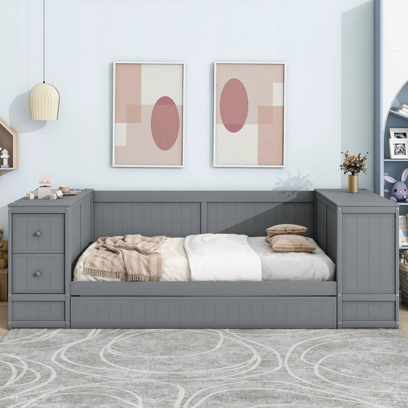 Daybed With Storage Arms, Trundle And Charging Station by HouseOfZazla