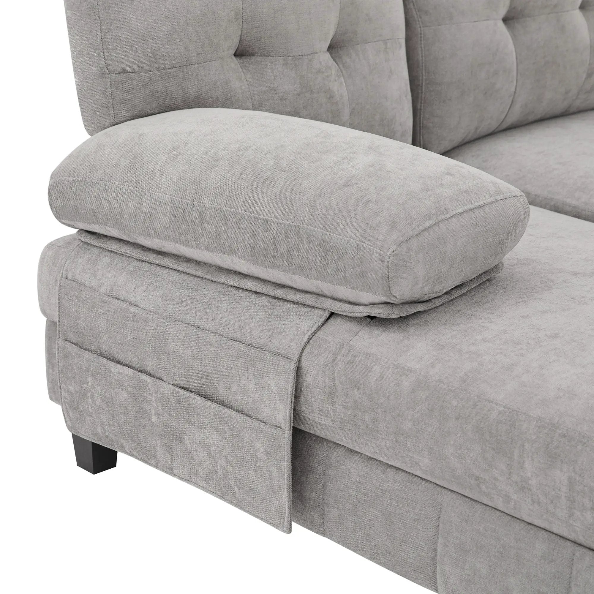 U-Shaped Sectional Sofa 103.5" Fabric Couch With Dual Chaise Lounges, Storage Pockets, Armrest Pillows by HouseOfZazla