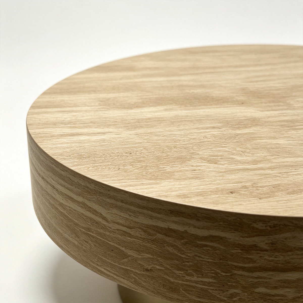 31.88 Inch Round Travertine Coffee Table with MDF Base - Beige, photo 7 of 10