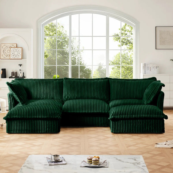 Slipcovered U Shape Sectional Deep Seat Sofa, photo 2 of 10