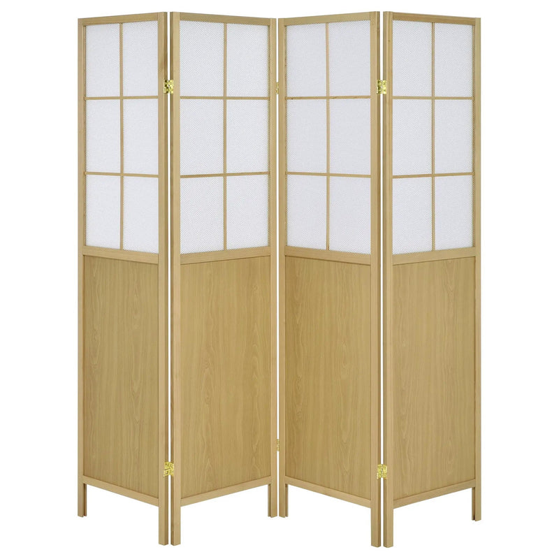 Edwards 4-Panel Room Divider Folding Shoji Screen Natural by Unique Piece Furniture