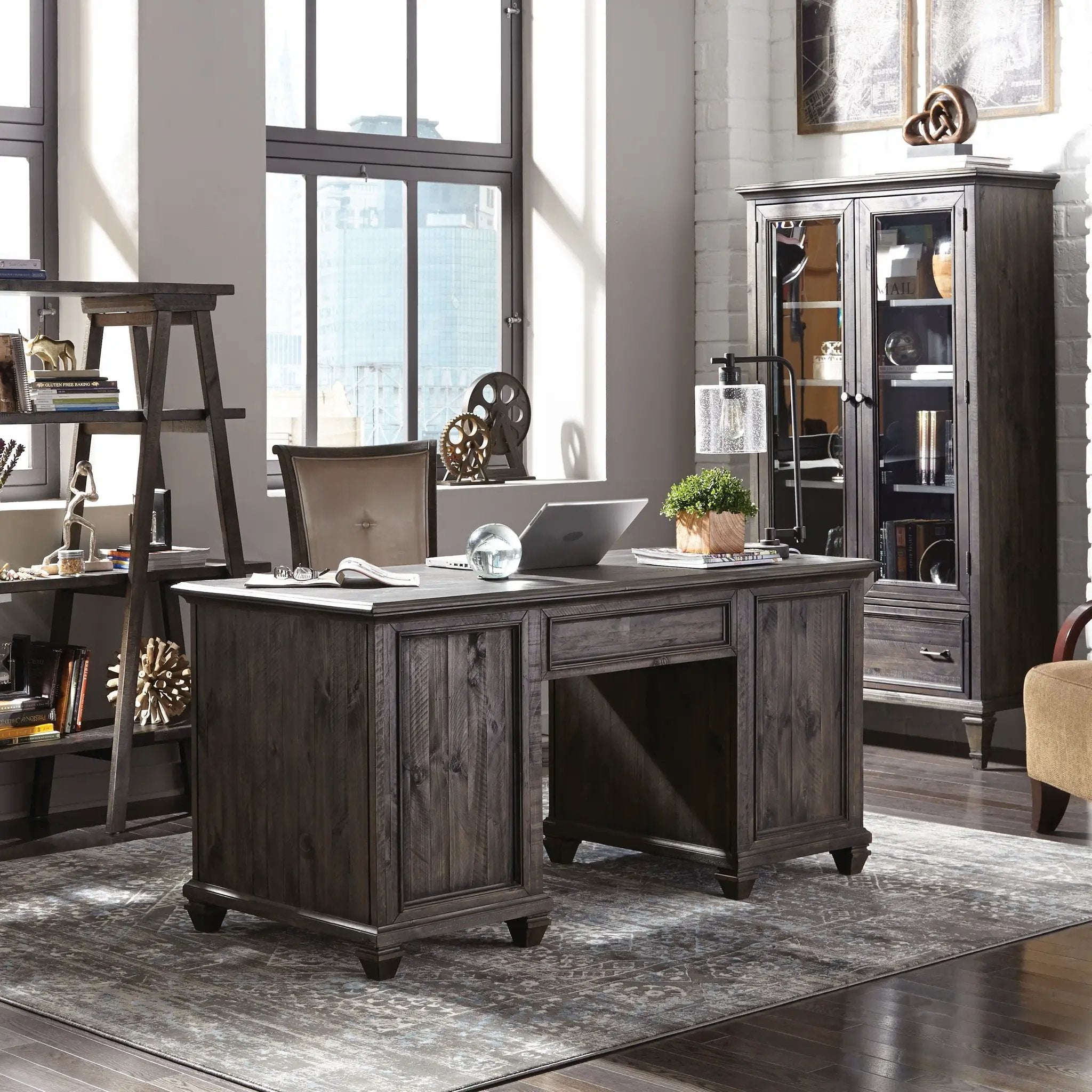 Sutton Place - Executive Desk - Weathered Charcoal by Unique Piece Furniture