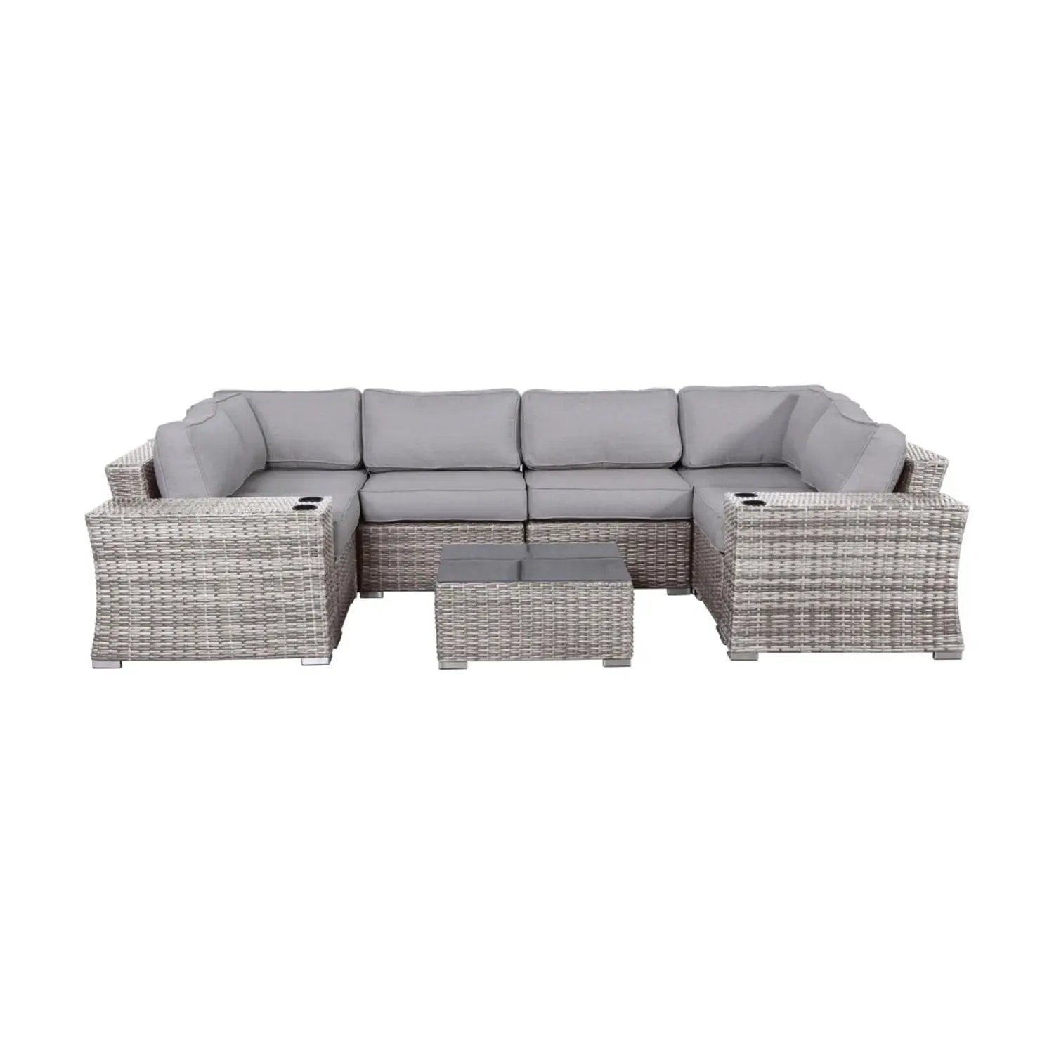 4 Person Patio Seating Set With Cushions, All Weather - Gray by Unique Piece Furniture