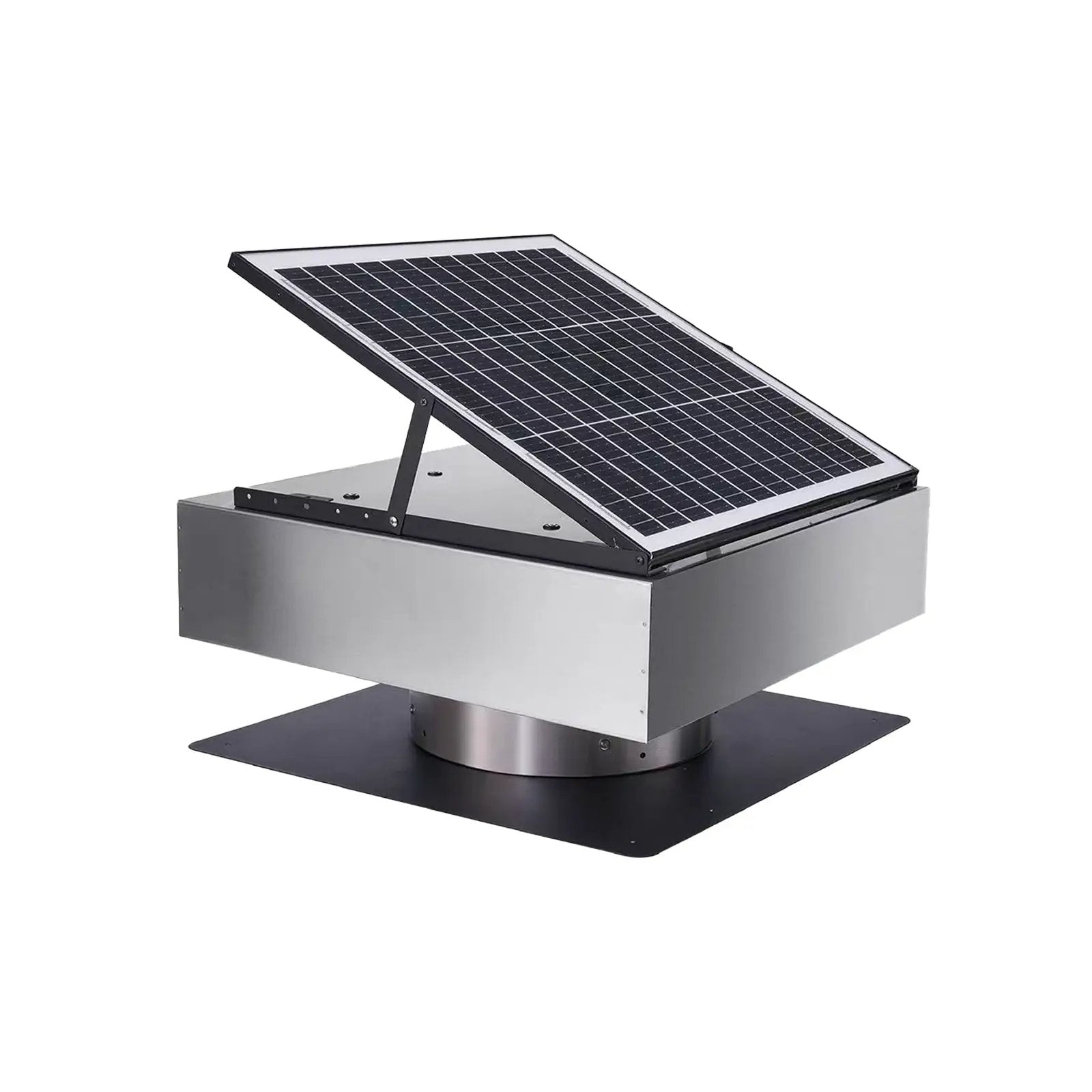 12" Stainless Steel Solar Roof Vent Fan, 40W Tilt Adjustable Solar Panel by HouseOfZazla