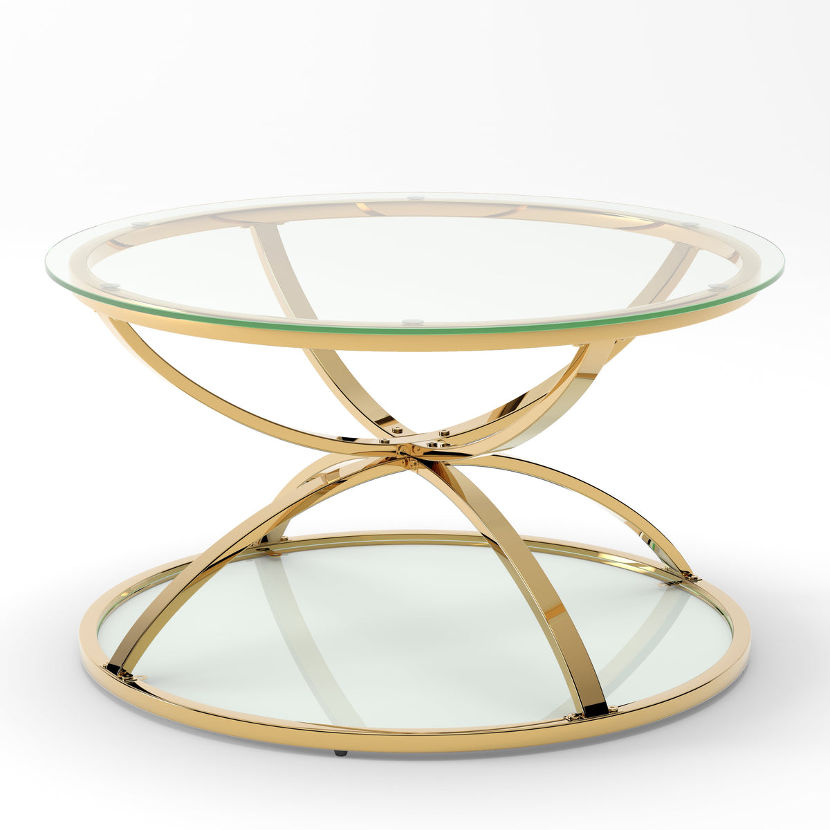 31.50'' Modern Glass Coffee Table with 2 Tiers, photo 5 of 10