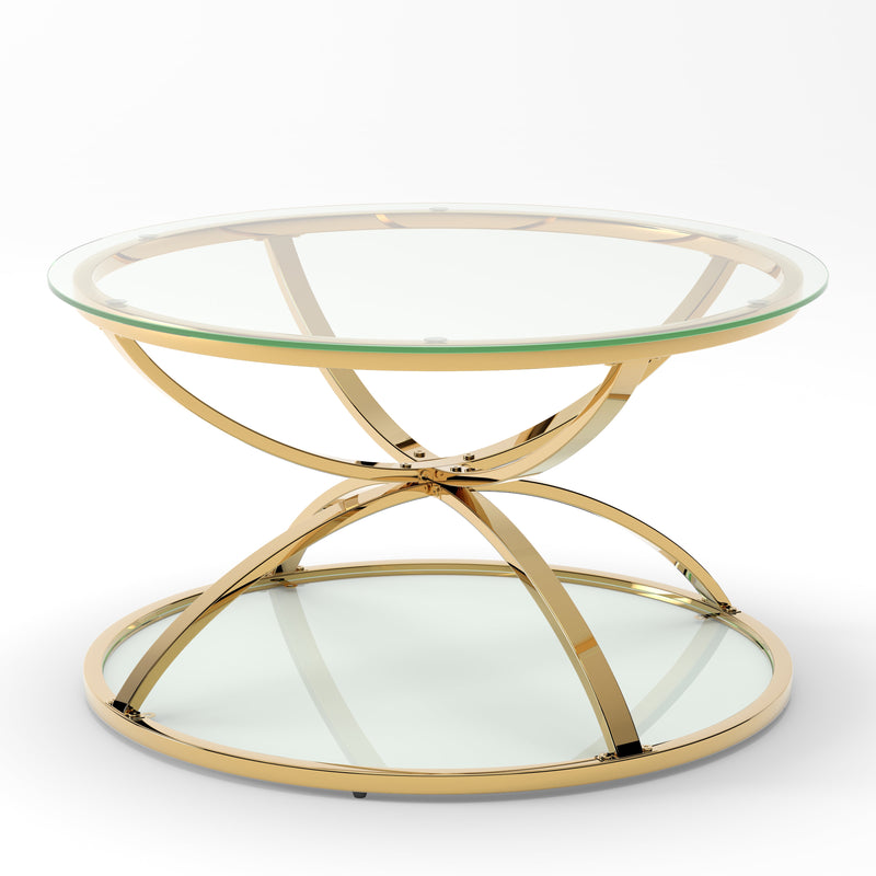 31.50'' Modern Glass Coffee Table with 2 Tiers, photo 5 of 10