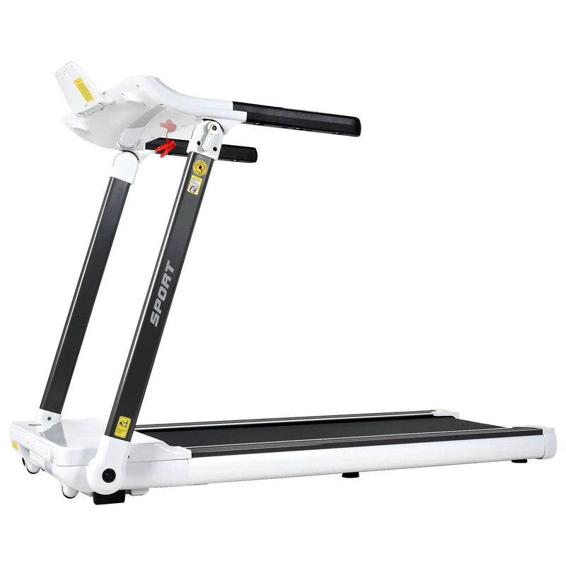 Portable Compact Treadmill, Electric Motorized 3.5Hp, 14Km / H, Medium Running Machine Motorised Gym 330Lbs, Foldable For Home Gym Fitness Workout Jogging Walking, Bluetooth Speaker App Fitime - White by HouseOfZazla